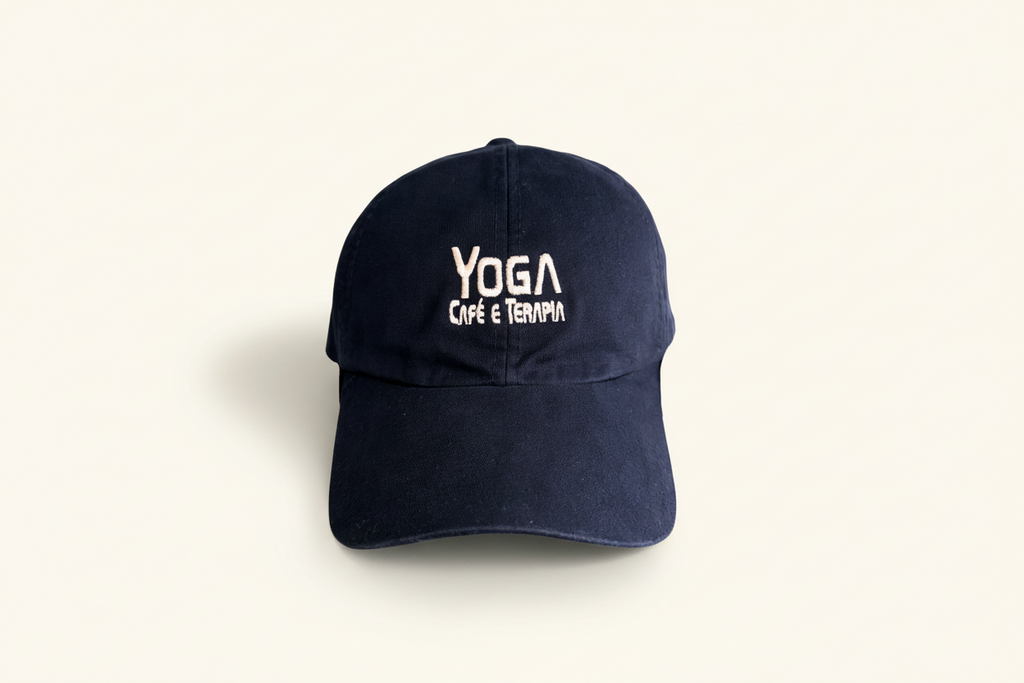 Boné Yoga Café e Terapia Azul com off